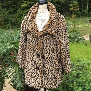 Women's Plus Size 3 Faux Animal Print Fur Coat